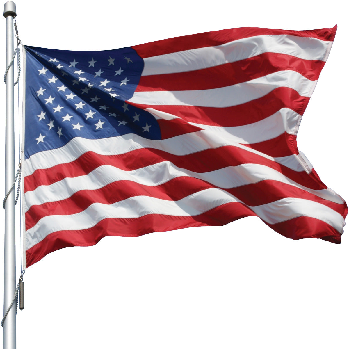 Liberty™ Nylon American flag in 8x12 to 12x18 inches, made in USA, featuring vibrant stars and stripes, suitable for outdoor display.