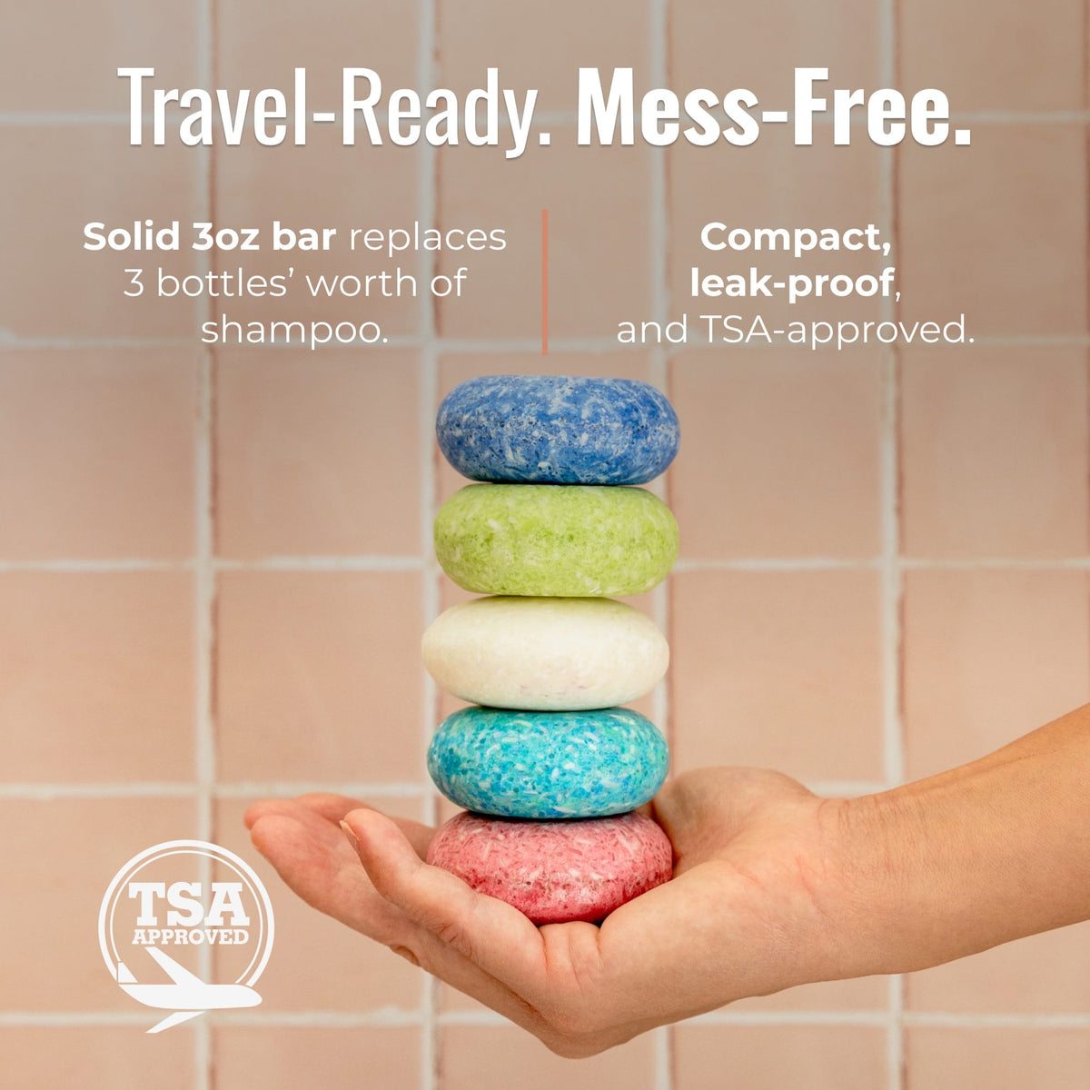 Travel-size Oasis Shampoo Bar by ZeroWasteStore.com, TSA-approved natural shampoo bar with a refreshing scent.