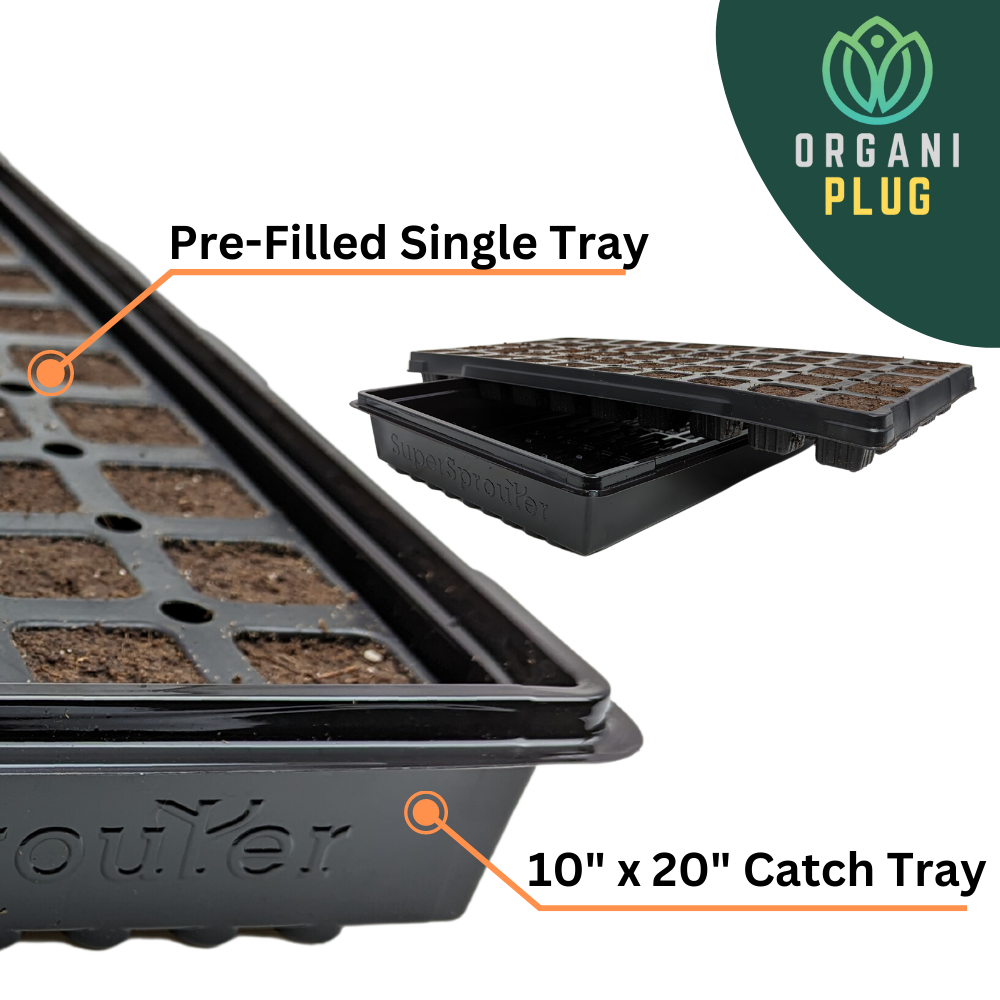 OrganipPlug seed and cutting propagation plugs in a tray, designed for efficient plant starts and rooting.