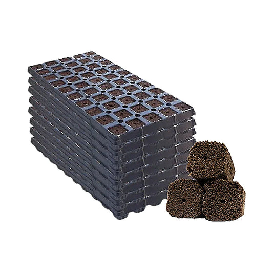 Pre-filled OrganiPlug seed and cutting propagation tray with 50 plugs, perfect for efficient plant starting and propagation.