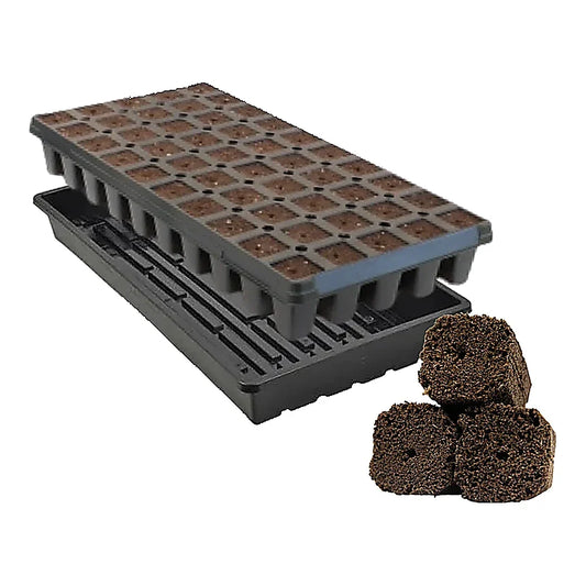 GrowersHouse OrganiPlug seed and cutting plugs in a pre-filled tray with 50 tall plugs for propagation and plant growth.