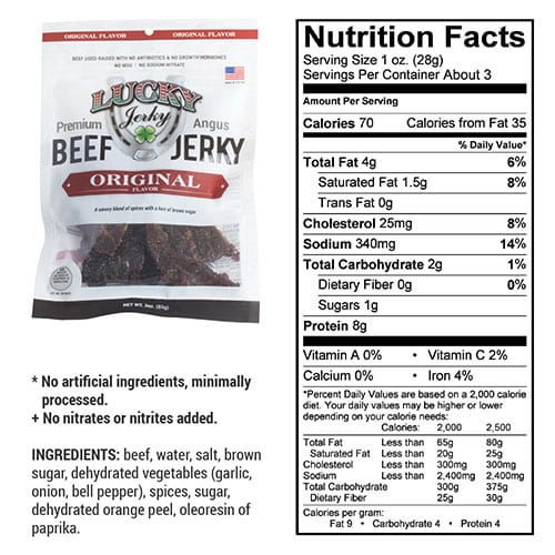 Original Nebraska Star Beef Jerky in 3 oz package, showcasing savory beef slices with rich texture and natural seasoning.