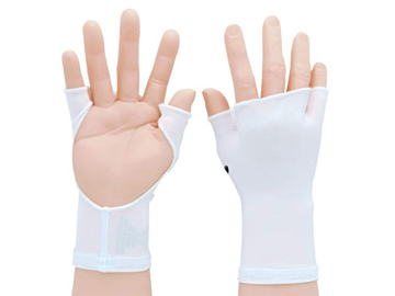 White PalmFree™ Sun Gloves with UPF 50+, lightweight sun protection gloves for outdoor activities, showing the palm side.
