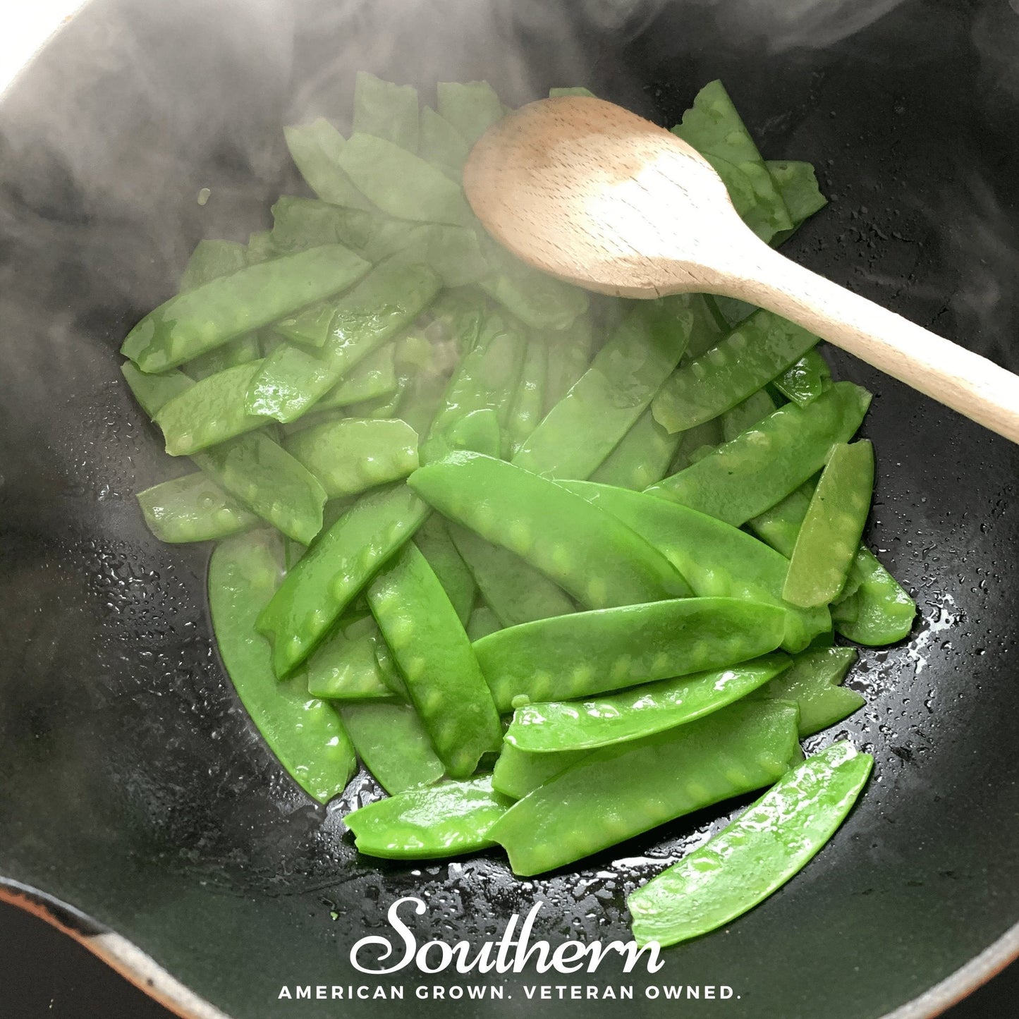 Sugar snap peas seeds from Southern Seeds, showing vibrant pea pods and seeds ready for planting.