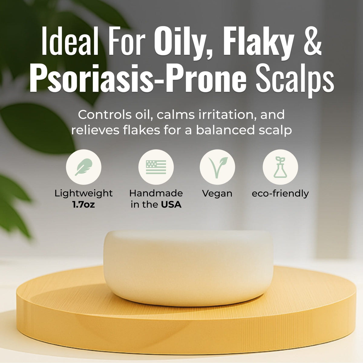 Peppermint Breeze conditioner bar for oily, flaky, psoriasis-prone scalp, with natural peppermint scent, by ZeroWasteStore.com