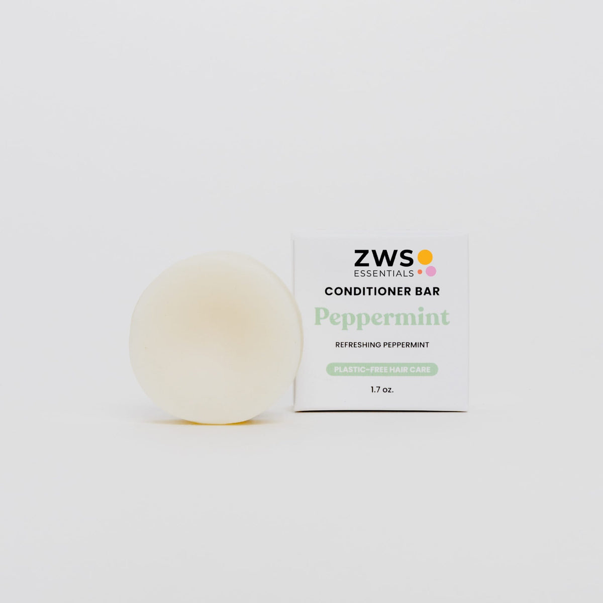 Peppermint Breeze conditioner bar from ZeroWasteStore.com, natural solid conditioner for healthy hair with refreshing peppermint scent