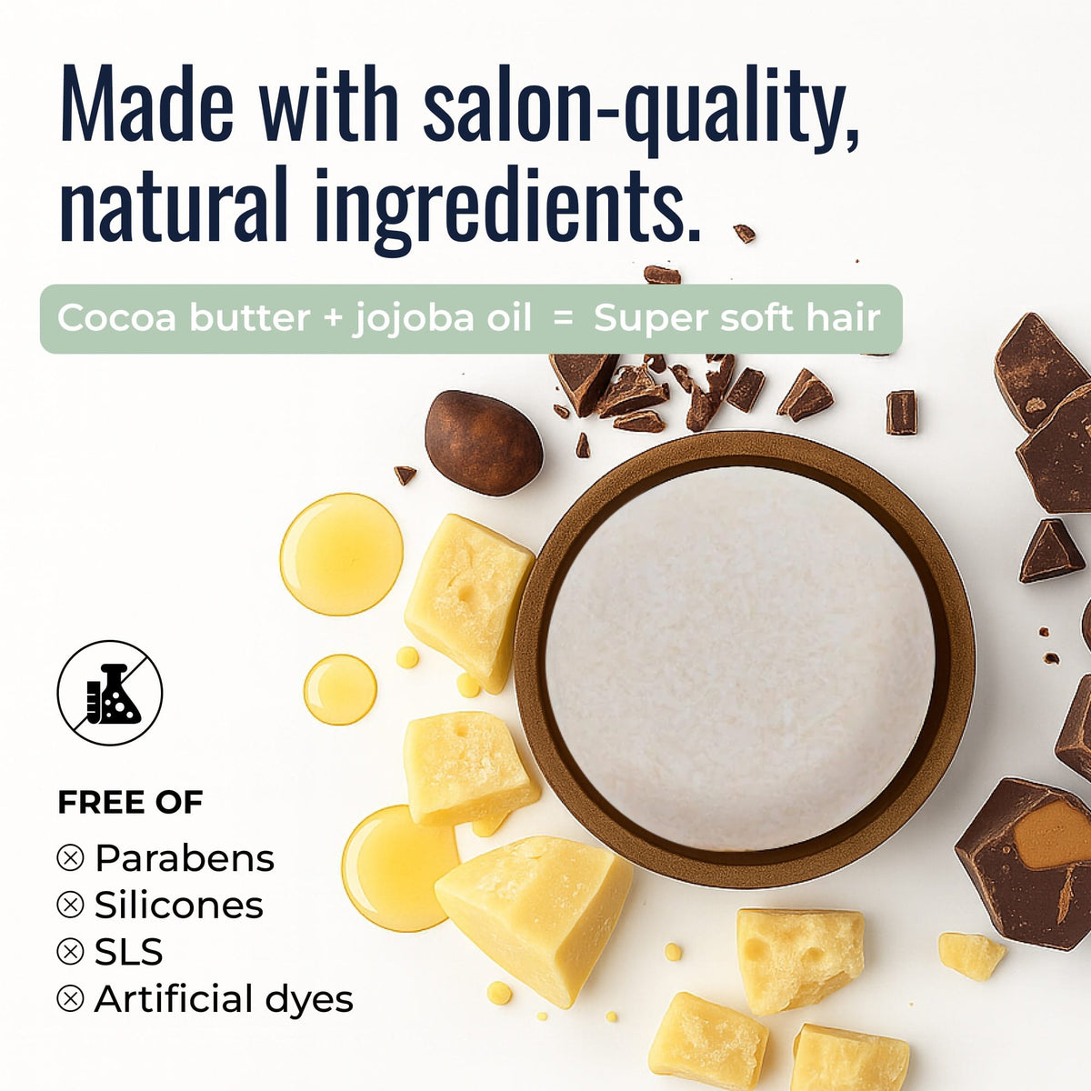 Peppermint Breeze shampoo bar by ZeroWasteStore.com with natural ingredients like cocoa butter and jojoba oil, scented with peppermint.