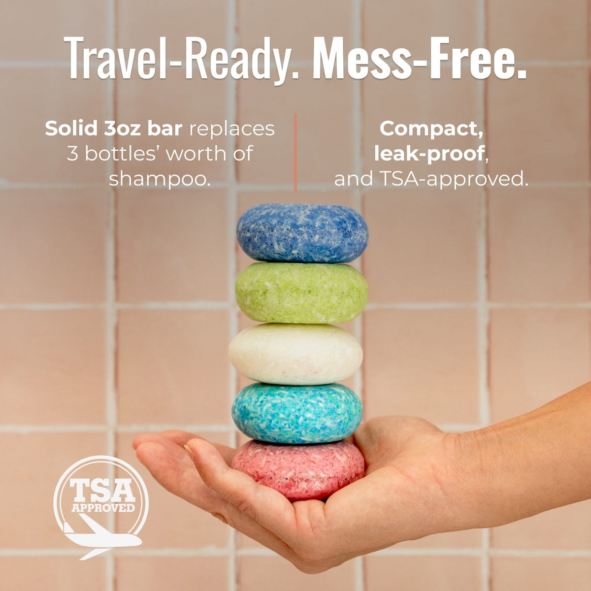 Peppermint Breeze shampoo bar from ZeroWasteStore.com, travel size, TSA-approved, with fresh peppermint scent and natural ingredients.