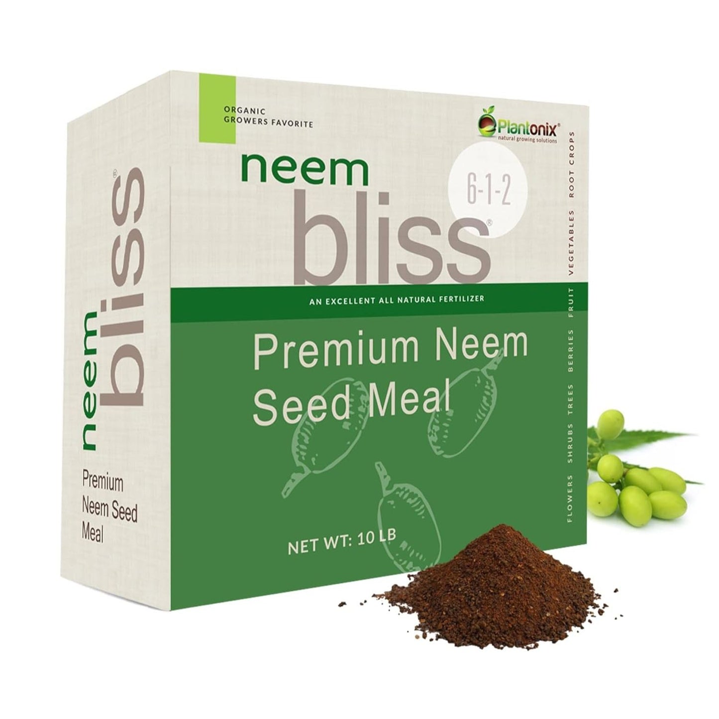 Plantonix Neem Bliss Meal fertilizer made from neem seed cake, ideal for organic gardening and natural pest control.