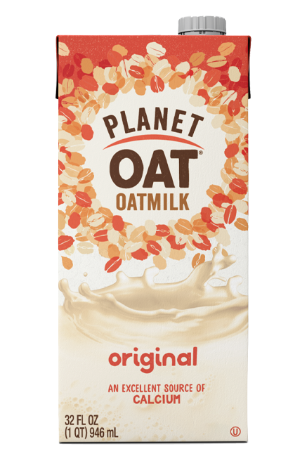 Cozy Farm Planet Oat original oat milk in a 32 fl oz carton, pack of 6, with a white and blue label and oat imagery.