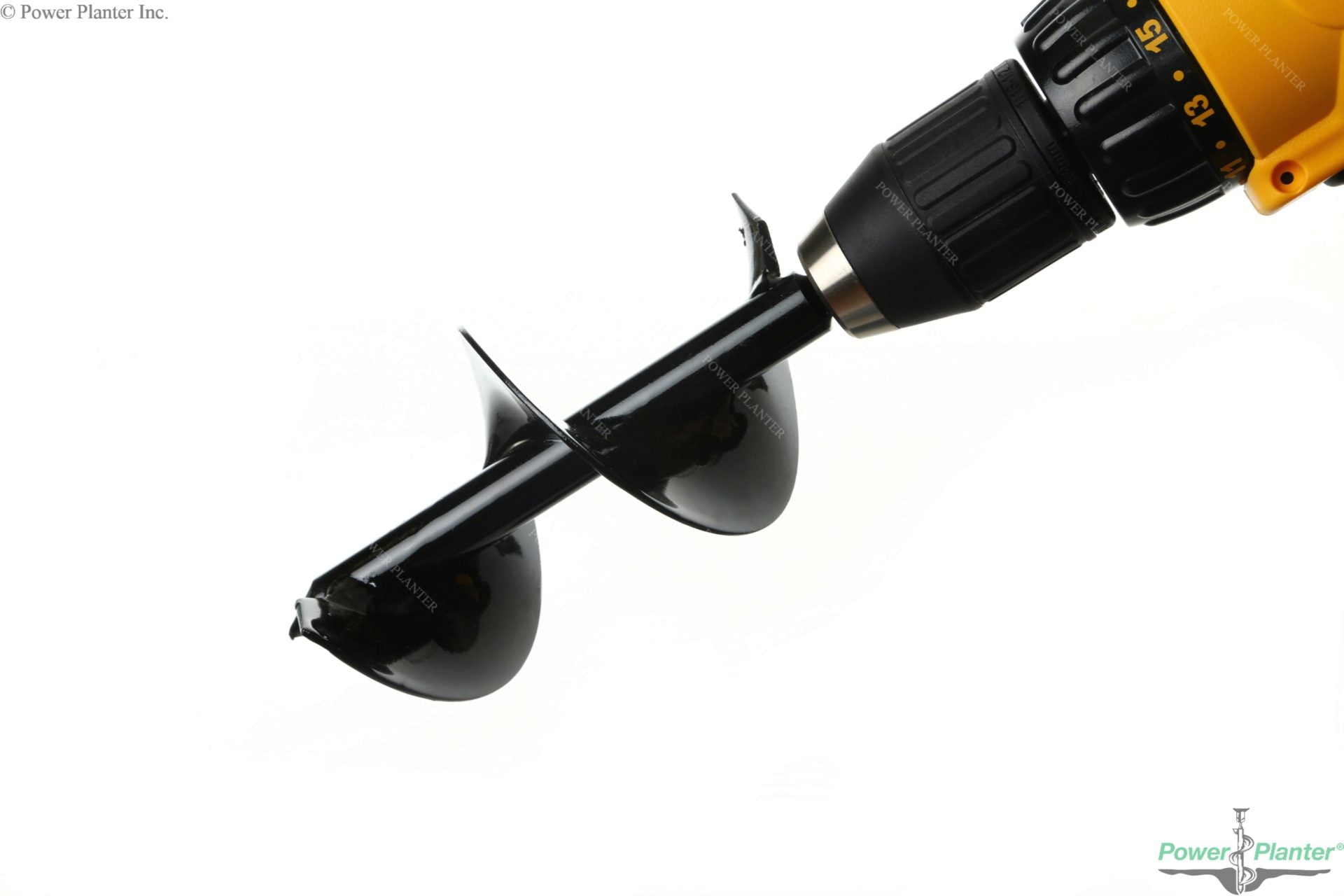 Black Power Planter Auger for bulb planting and bedding plants, 3" x 7", gardening tool for efficient soil digging and planting.