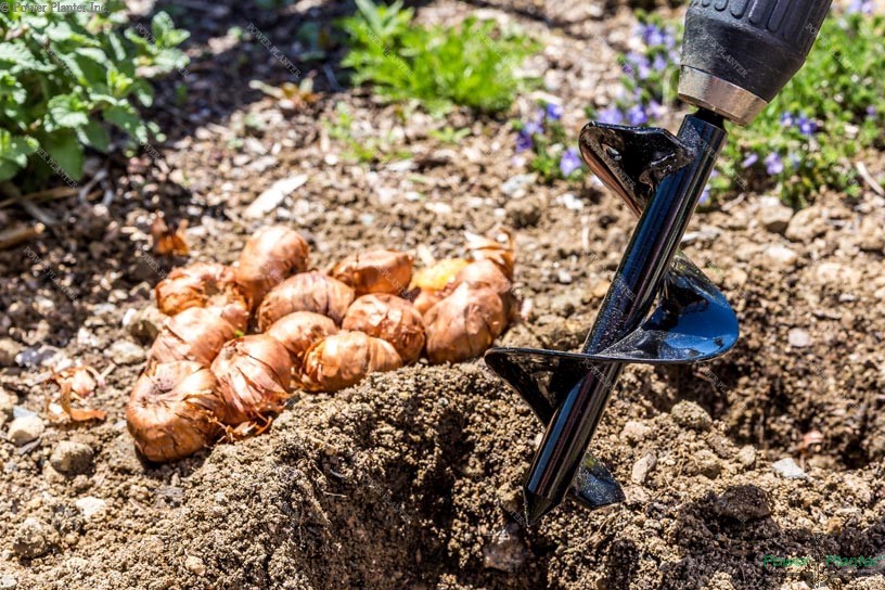 Power Planter Augers bulb planting auger, 3" x 7", black gardening tool for efficient planting and bedding preparation.