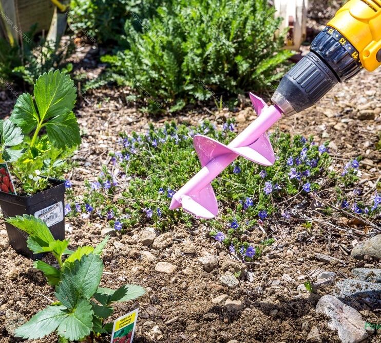 Black Power Planter Augers 3x7-inch gardening auger for bulb planting and bedding plants, ideal for efficient soil digging and planting.