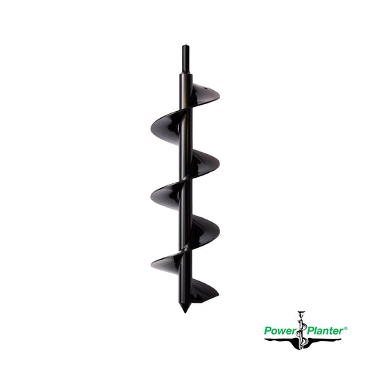 Power Planter Augers DIY Guru gardening auger, 3-inch diameter x 12-inch length, black metal tool for planting and soil work.