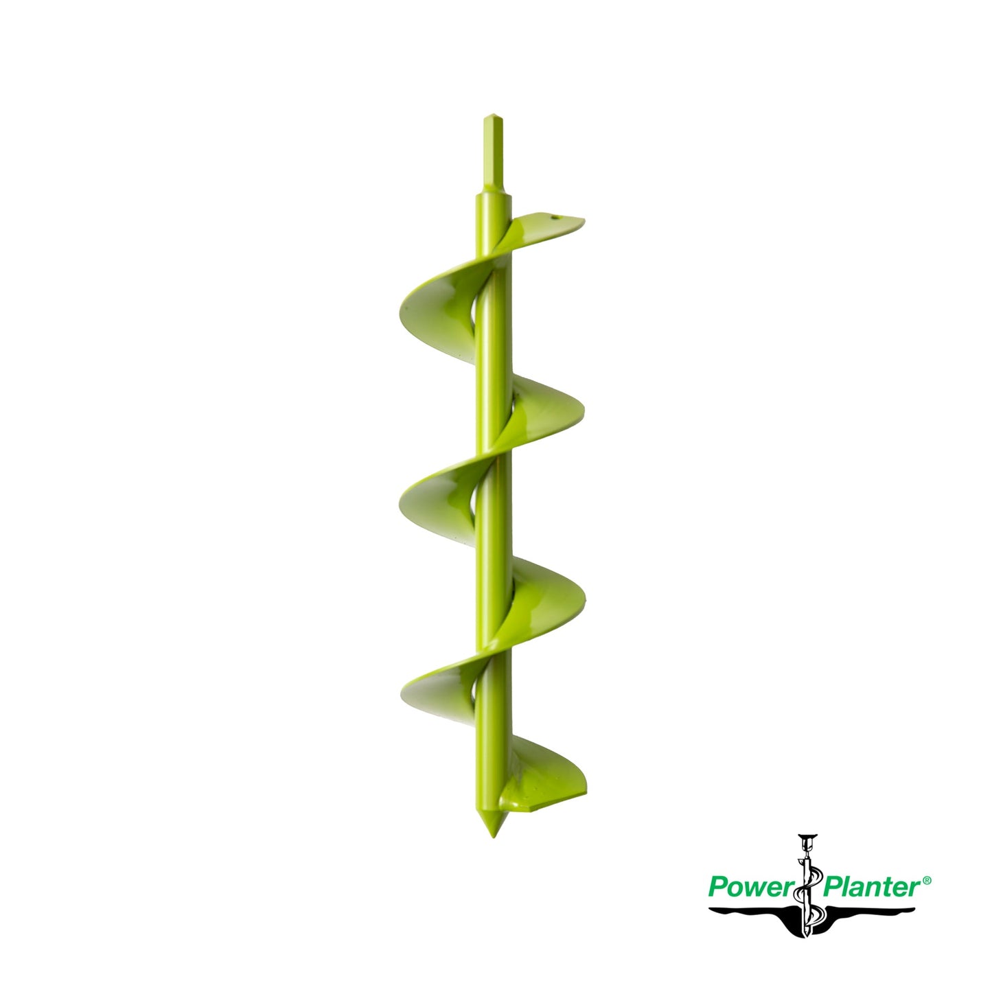 Power Planter DIY Guru Auger 3-inch by 12-inch gardening auger for planting and soil work, black metal construction.