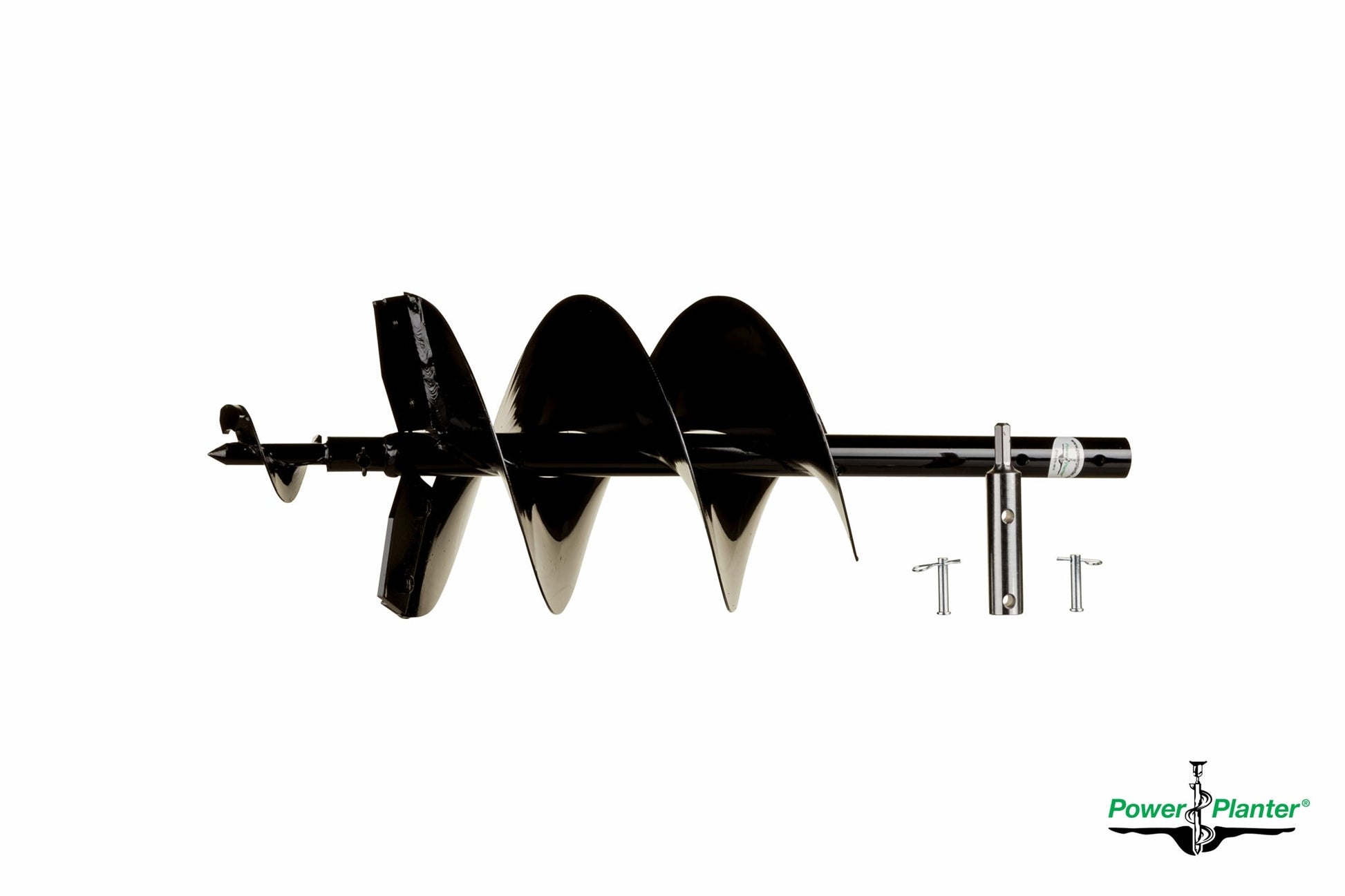 Extra Large Power Planter Auger with heavy-duty tip, 9-inch diameter and 28-inch length, designed for tough soil drilling.