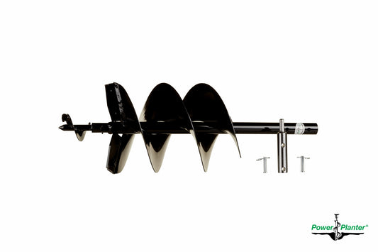 Extra Large Power Planter Auger with heavy-duty tip, 9-inch diameter and 28-inch length, designed for tough soil drilling.
