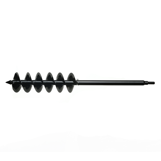 Heavy duty Power Planter Auger for bulbs and root quencher installation, 4-inch diameter, 28-inch length, ideal for gardening projects.