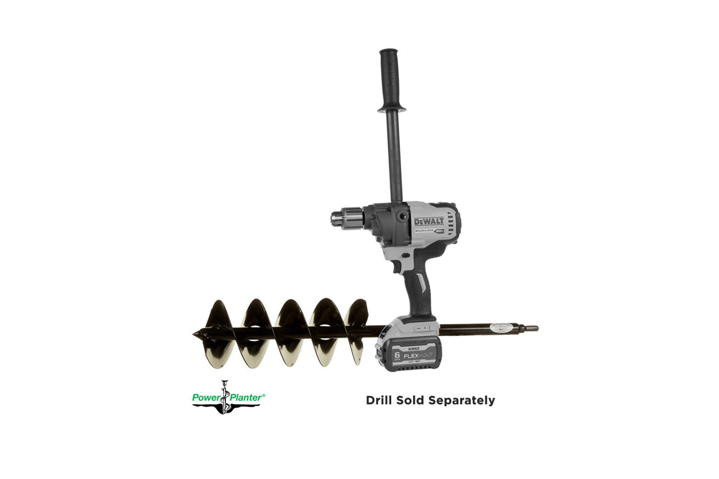 Heavy-duty Power Planter Auger for gallon pots and post holes, 7-inch diameter, 28-inch length, ideal for light to medium-duty tasks.
