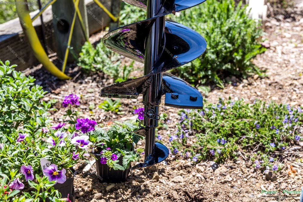 Heavy-duty Power Planter Auger for gallon pots and post holes, 7" x 28", suitable for light to medium-duty outdoor use.