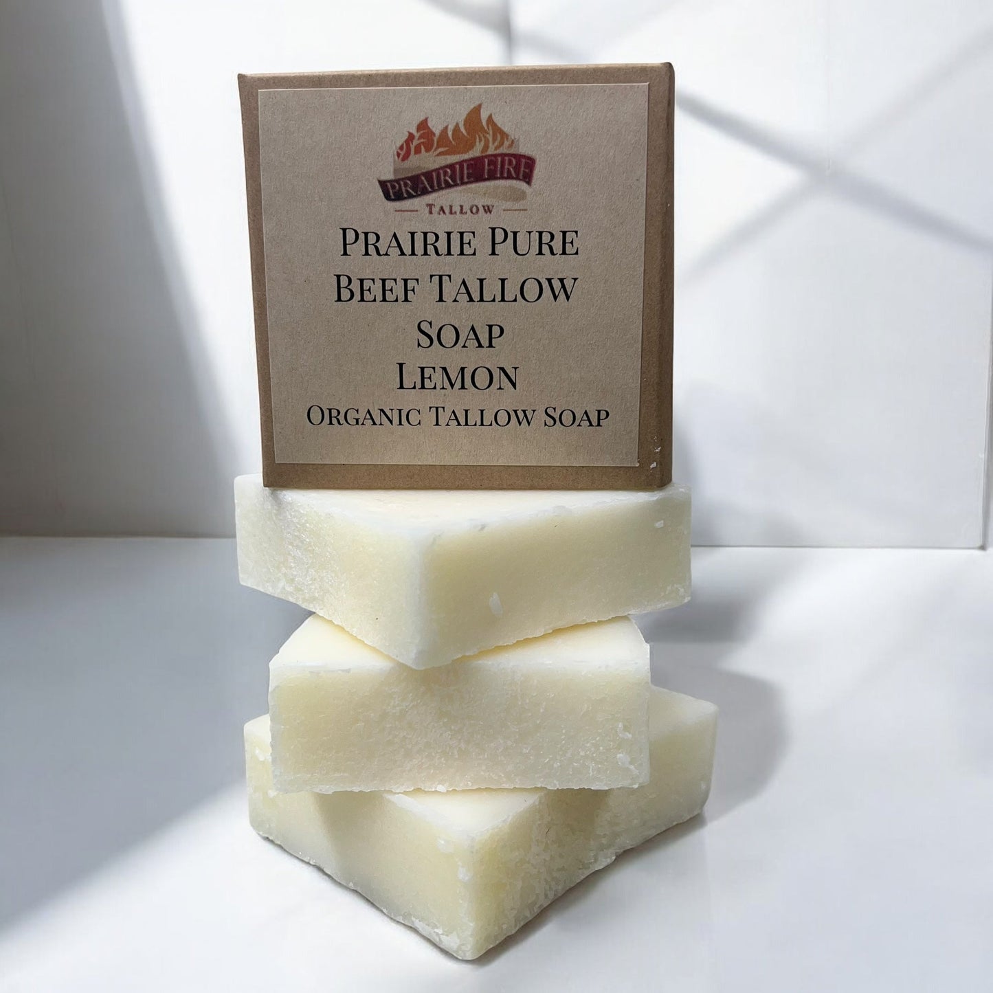 Pure Beef Tallow Soap Bar by Prairie Fire Tallow, Candles, and Lavender, 3-pack, natural organic bar soap for face, body, and hair.