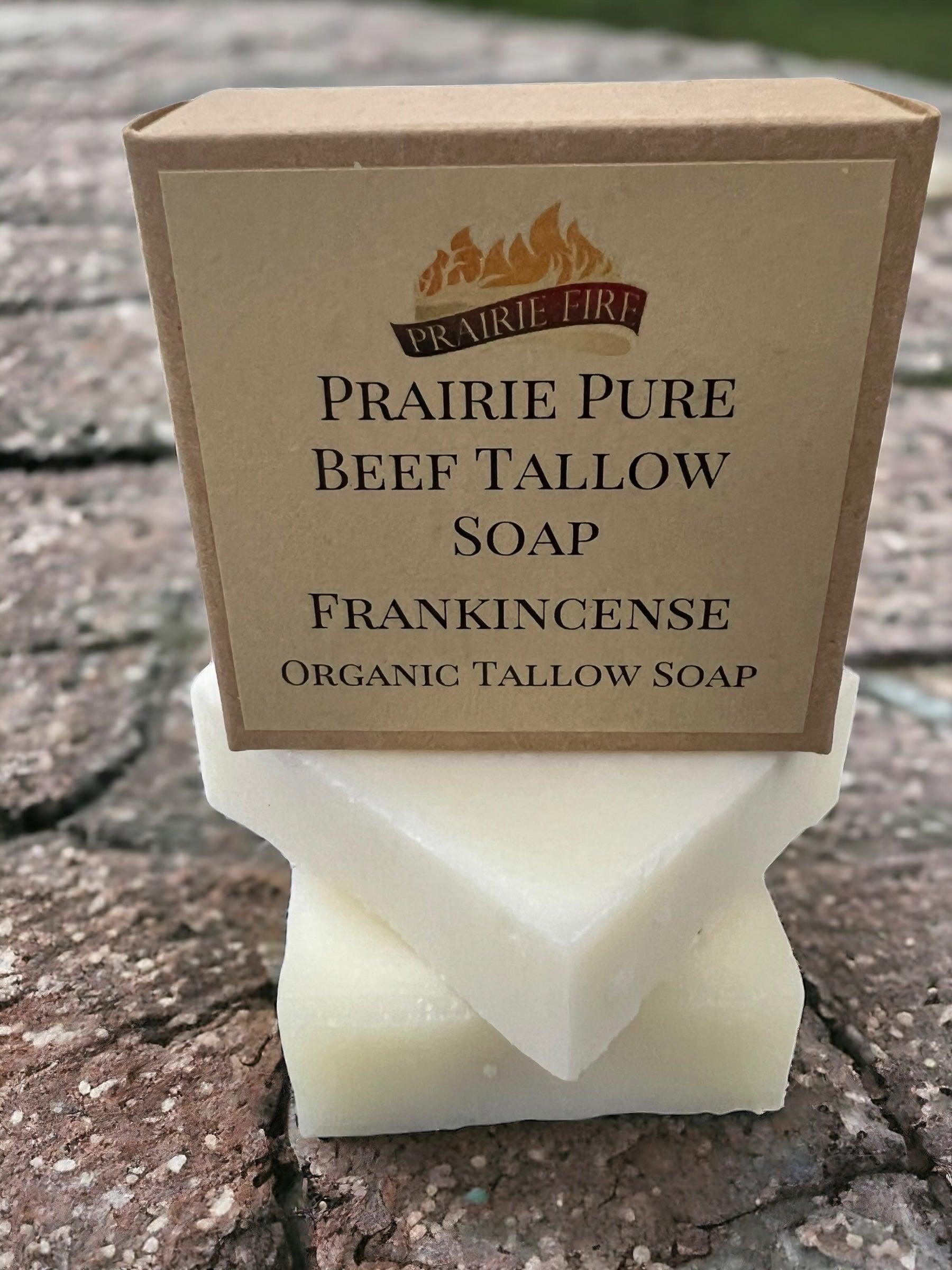 Prairie Fire Tallow beef soap bar 3-pack, fragrance-free, made in USA, for face, body, and hair, natural, organic, moisturizes and soothes.