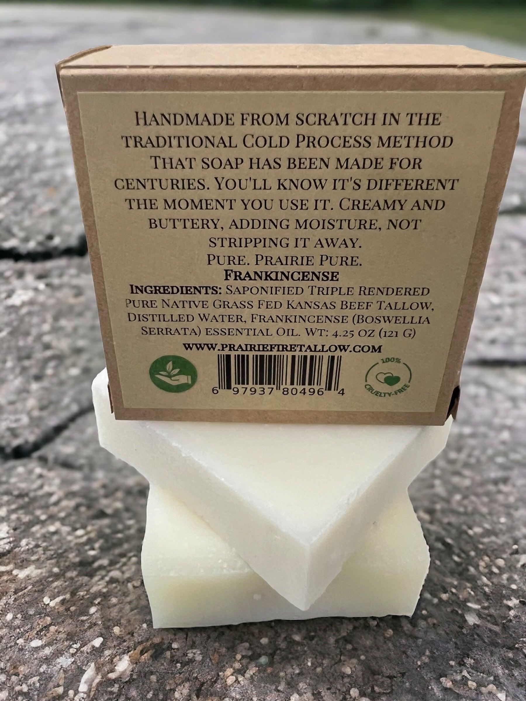 Pure Beef Tallow Soap Bar from Prairie Fire Tallow, 3-pack, made in USA, natural organic soap for face, body, and hair cleaning and moisturizing.