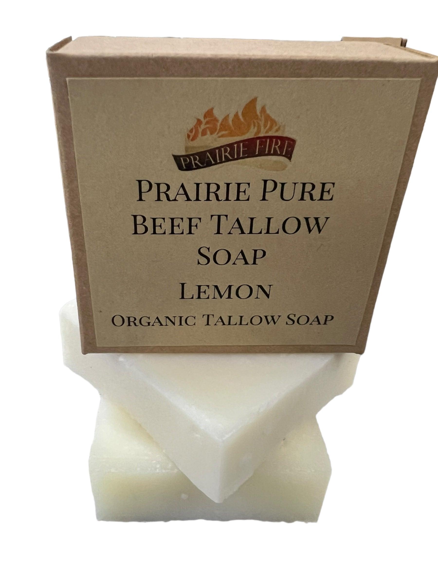 Pure Beef Tallow Soap Bar by Prairie Fire Tallow, Candles, and Lavender, 3-pack, natural, organic, for face, body, and hair.