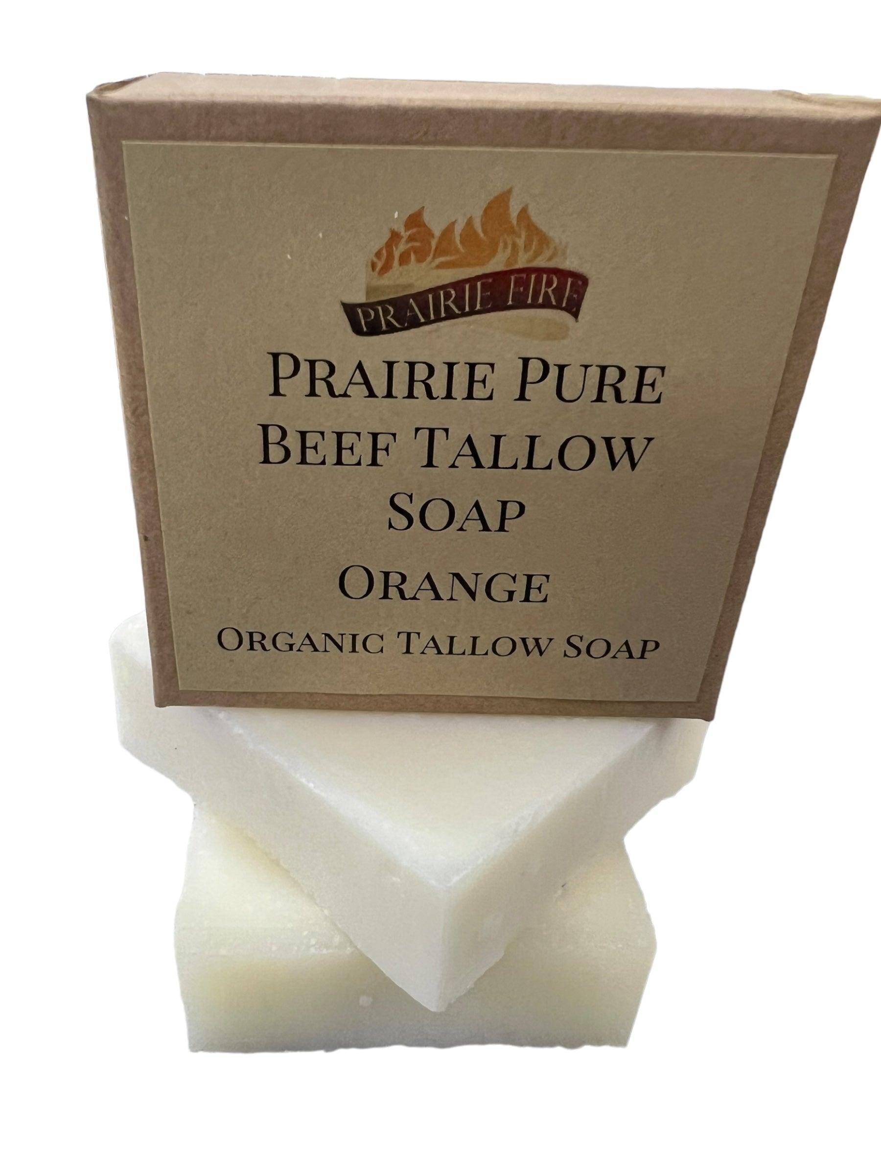 Pure Beef Tallow Soap Bar by Prairie Fire Tallow, Candles, and Lavender, 3-pack, natural organic soap for face, body, and hair.