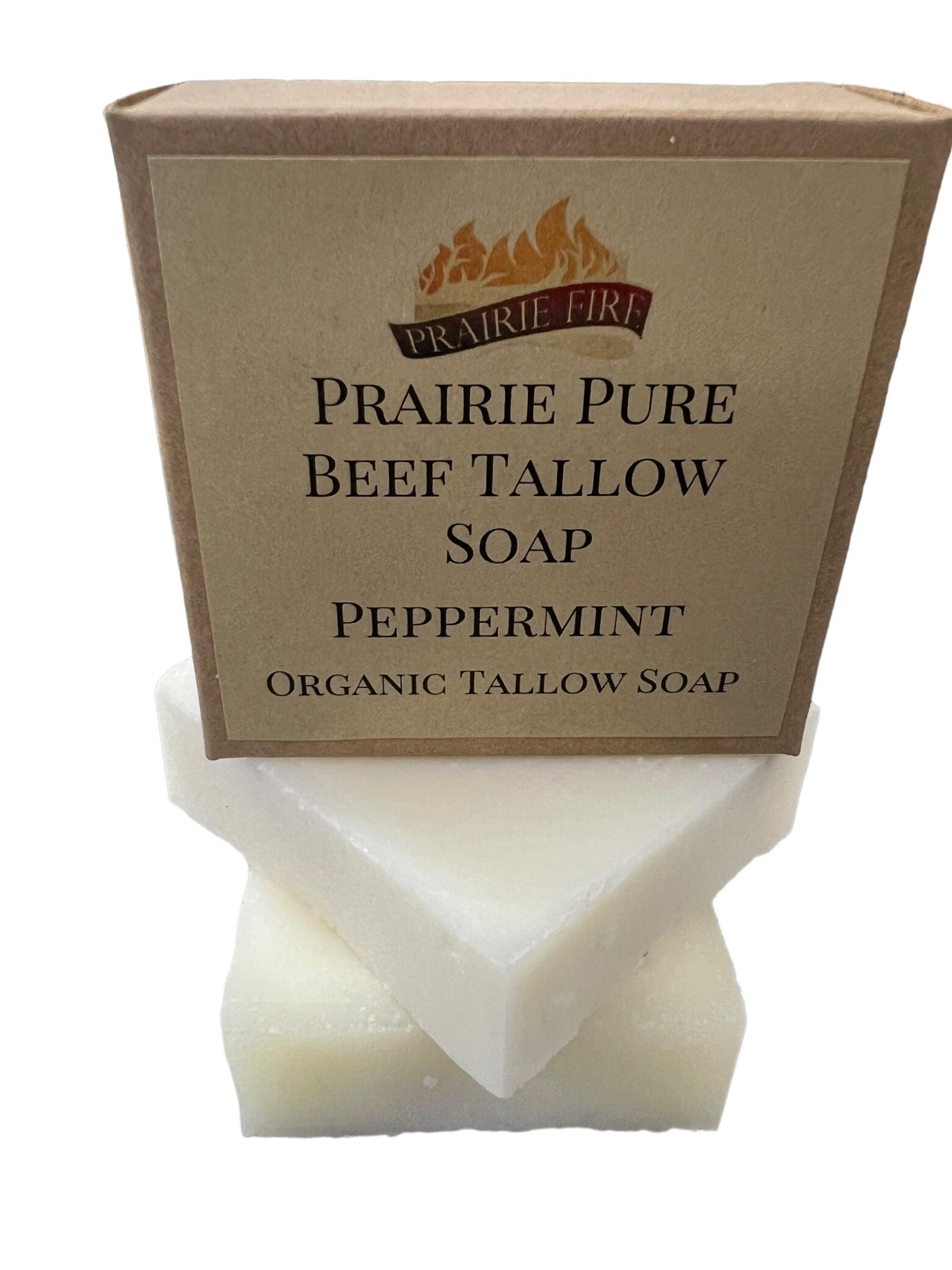 Pure Beef Tallow Soap Bar from Prairie Fire Tallow, Candles, and Lavender, 3-pack, natural organic soap for face, body, and hair.