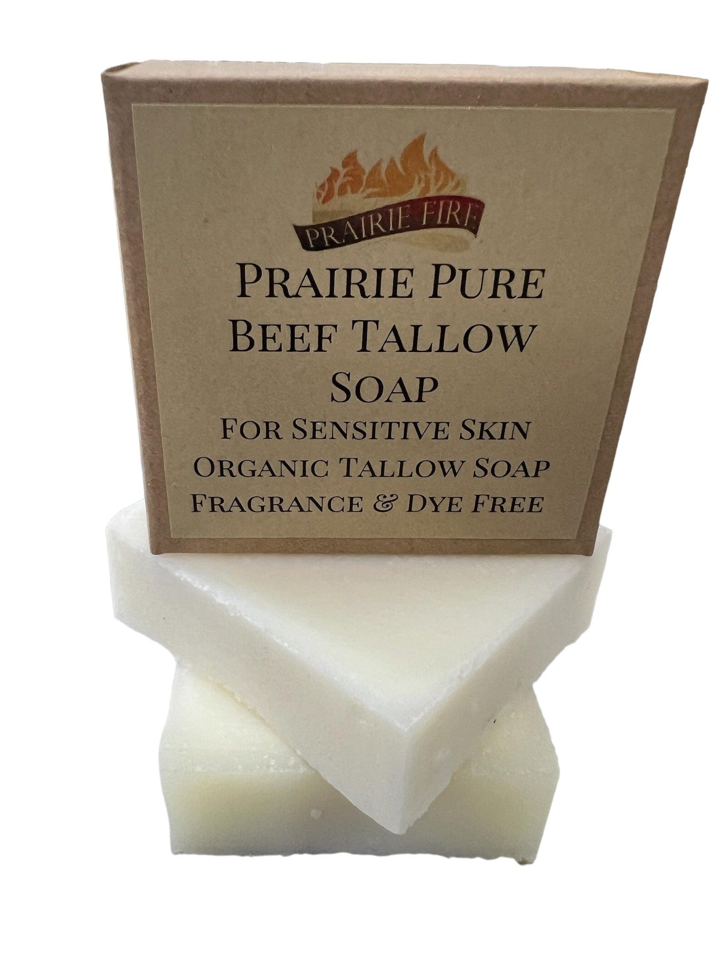 Pure Beef Tallow Soap Bar from Prairie Fire, 3-pack, made in USA, for face, body, and hair, moisturizing, soothing, and natural organic.