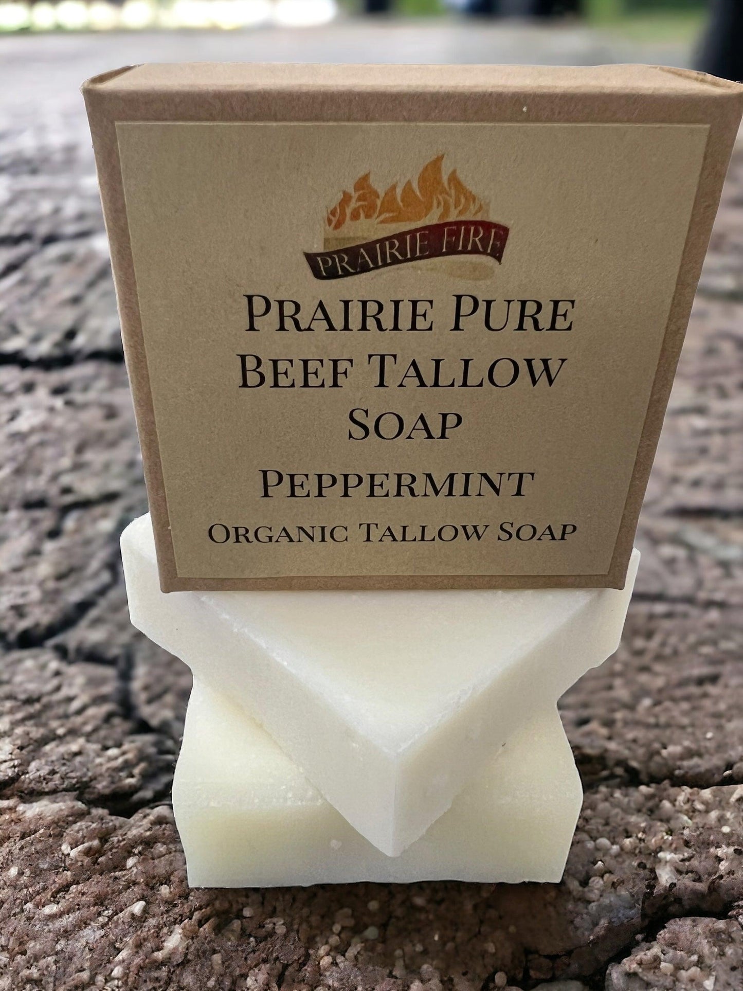 Prairie Fire Tallow grass-fed beef soap bars, fragrance-free, for face, body, and hair, natural and organic skincare, 3-pack.