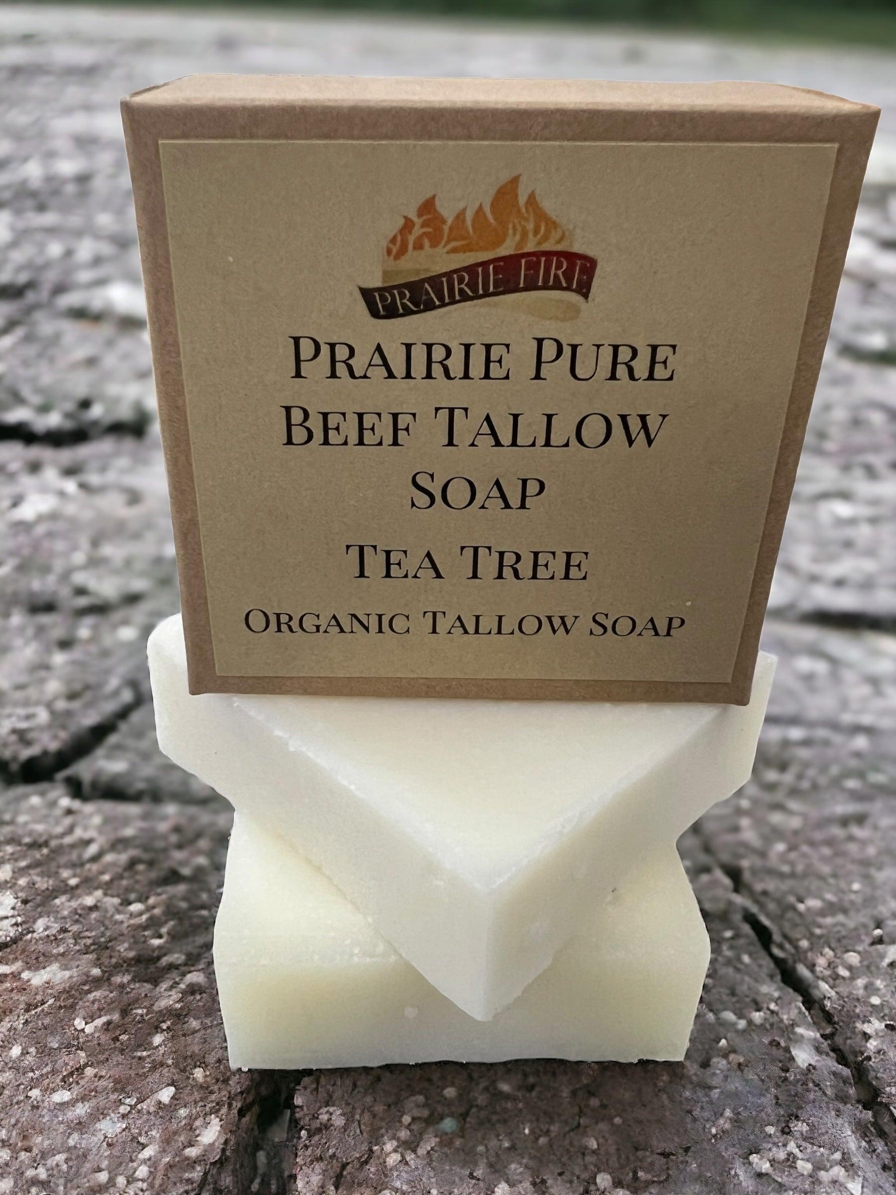 Prairie Fire Tallow pure beef tallow soap bar 3-pack, fragrance-free, natural, organic, for face, body, and hair cleansing.