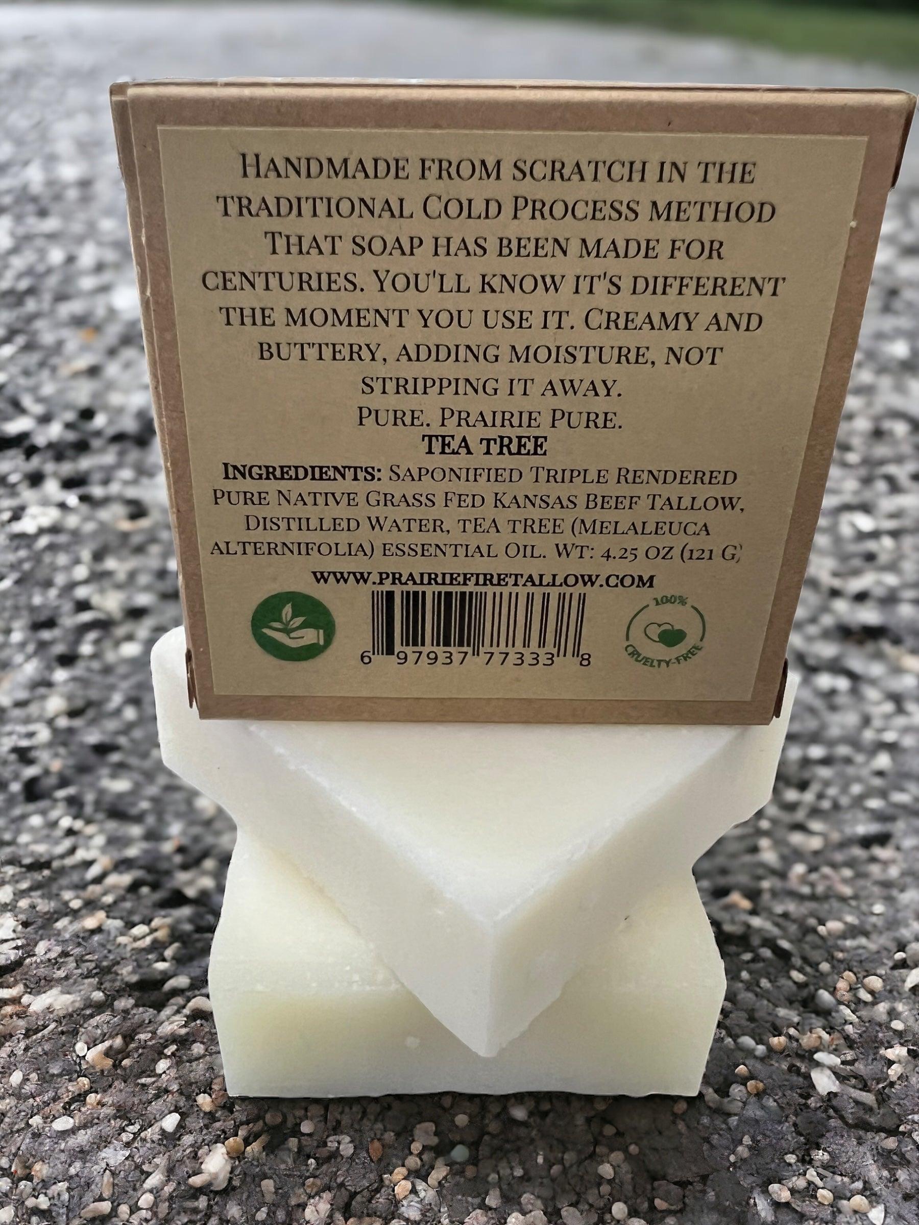 Pure Beef Tallow Soap Bar by Prairie Fire Tallow, Candles, and Lavender, 3-pack, natural organic soap for face, body, and hair.