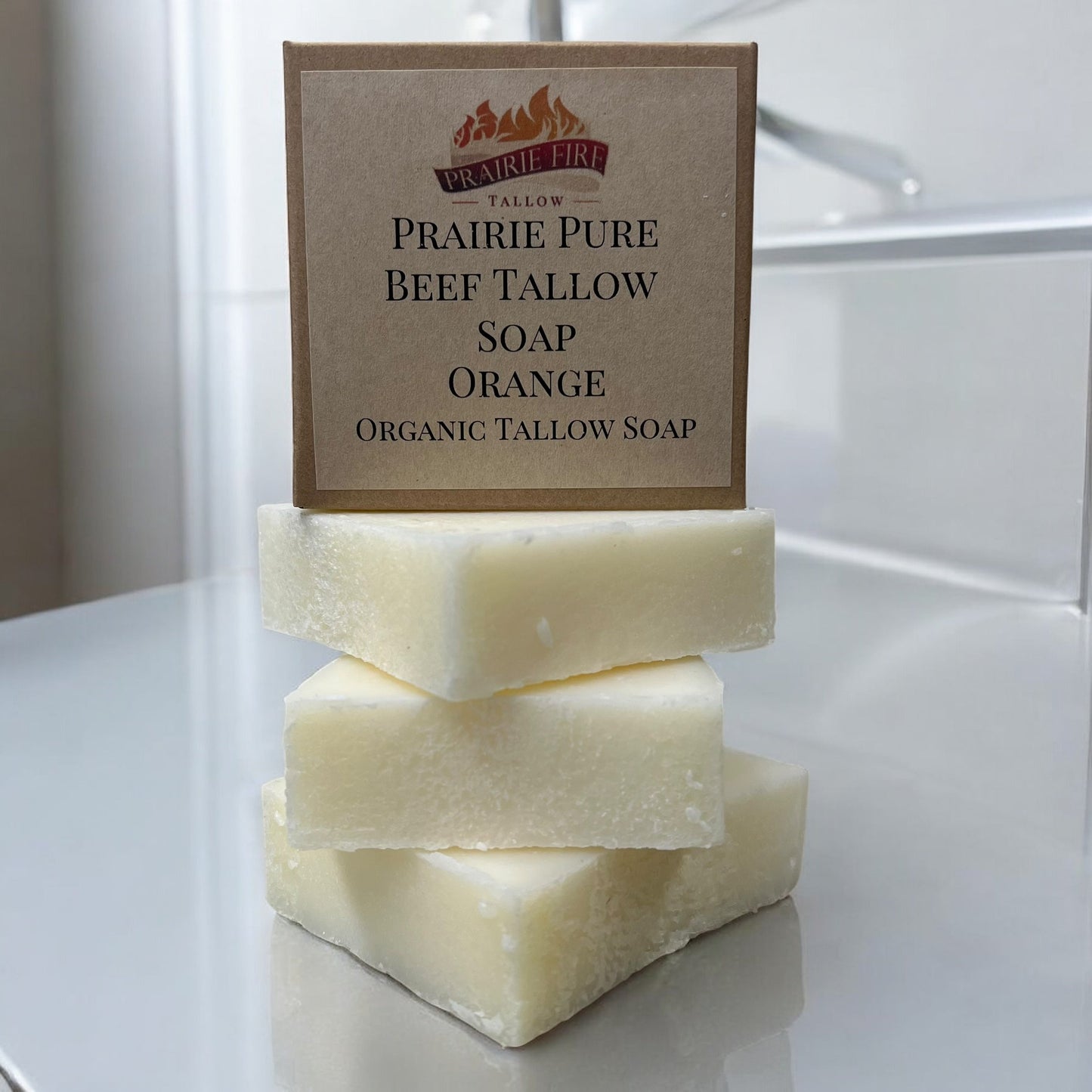 Pure Beef Tallow Soap Bar by Prairie Fire, 3-pack, natural organic face, body, hair soap made in USA with grass-fed beef tallow.