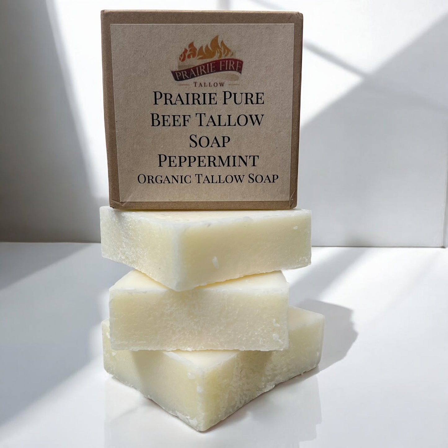 Pure Beef Tallow Soap Bar by Prairie Fire Tallow, Candles, and Lavender, 3-pack, natural organic soap for face, body, and hair.