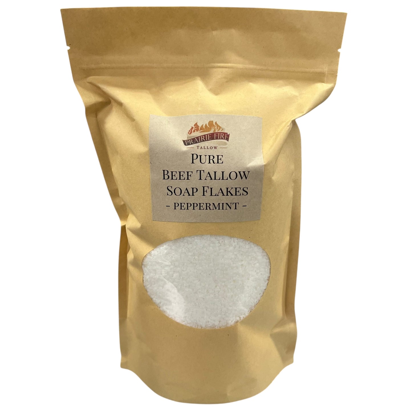 Pure Beef Tallow Soap Flakes bar soap by Prairie Fire Tallow, made in USA, natural, organic, for face, body, and hair cleansing.
