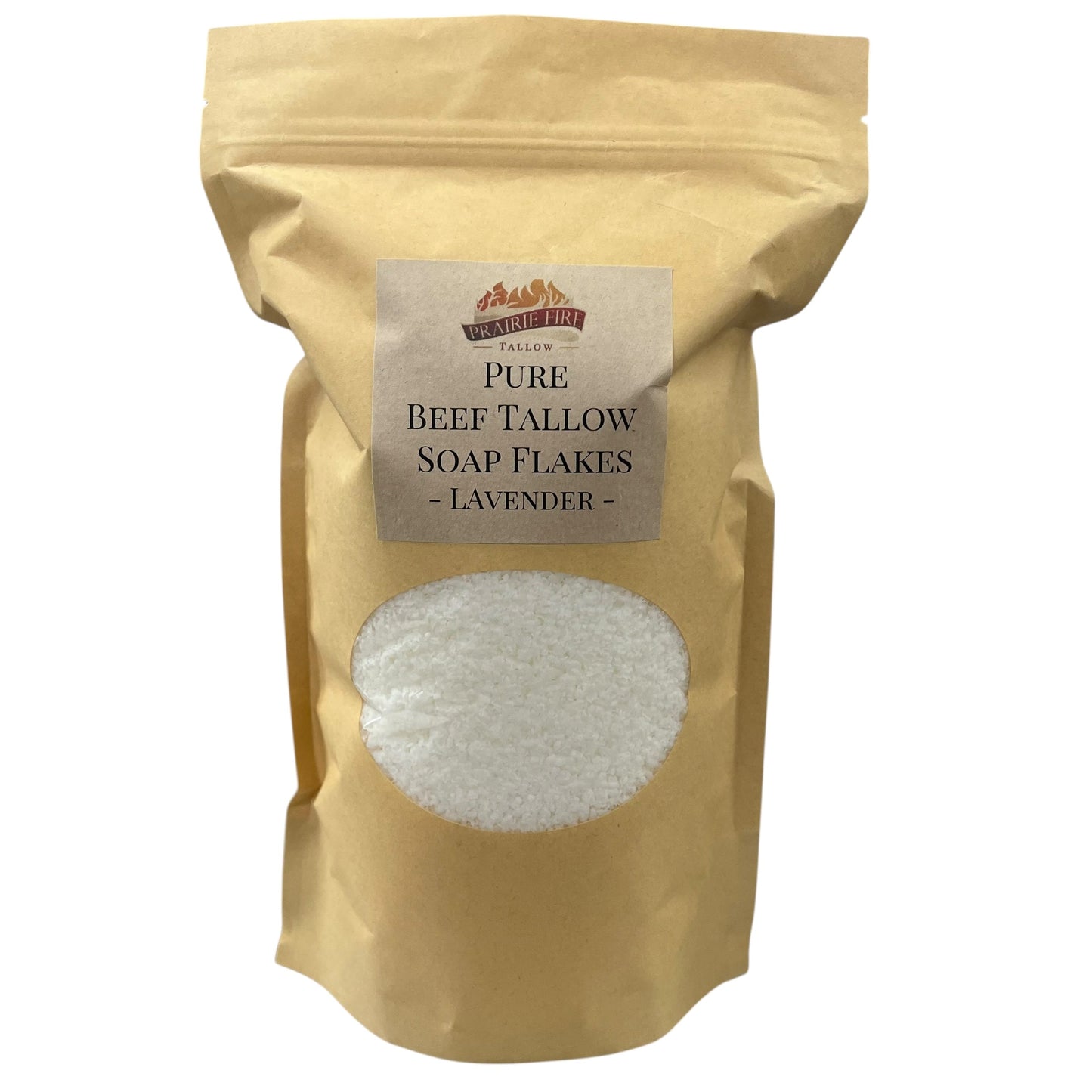Pure Beef Tallow Soap Flakes bar soap by Prairie Fire Tallow, made in USA, for face, body, and hair, natural, organic, and moisturizing.