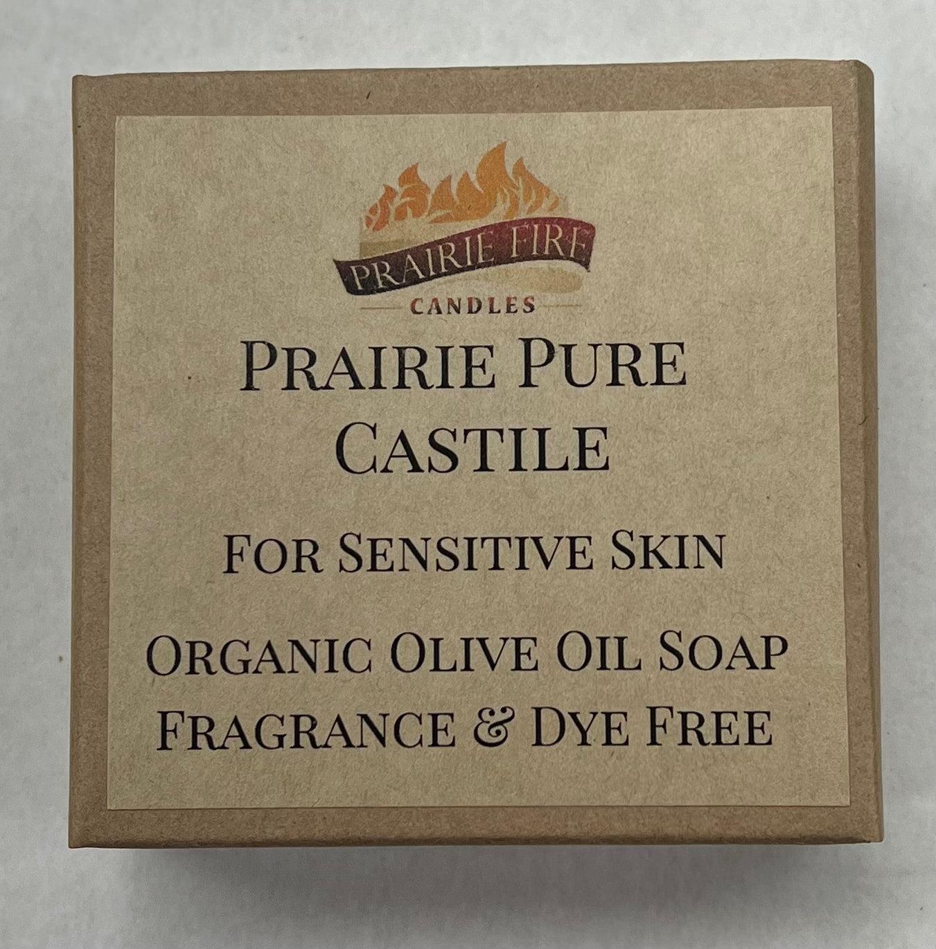 Pure Real Castile organic olive oil bar soap for sensitive skin, fragrance-free, dye-free, 3-pack from Prairie Fire Tallow and Lavender.