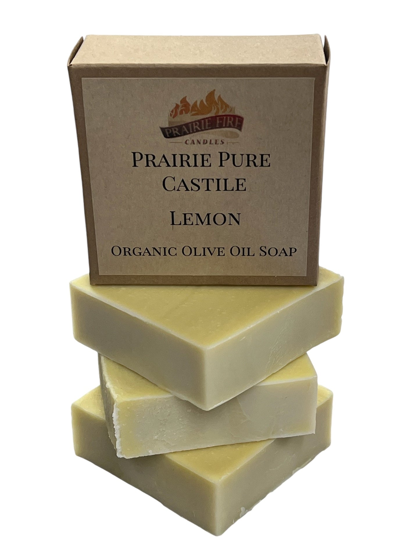 Pure Real Castile organic olive oil soap bar pack by Prairie Fire Tallow, fragrance-free, dye-free, ideal for sensitive skin.