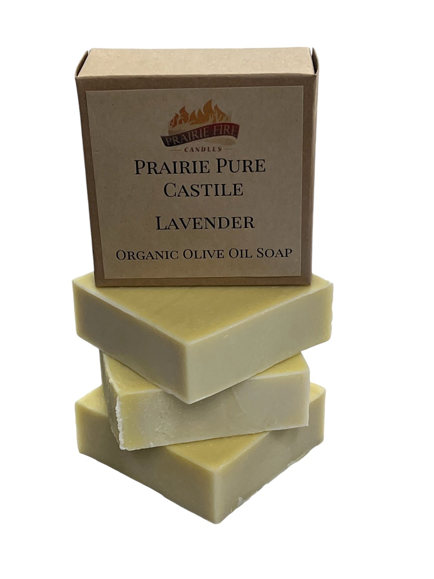 Prairie Fire Tallow organic castile soap 3-pack with pure olive oil, fragrance-free, dye-free bar soap for sensitive skin, natural ingredients.