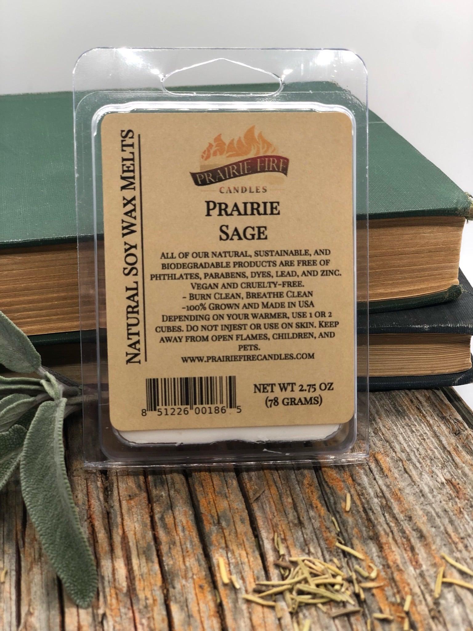 Prairie Fire Tallow soy wax melts and wax cubes featuring lavender, wickless candles, small batch vegan soy wax product.