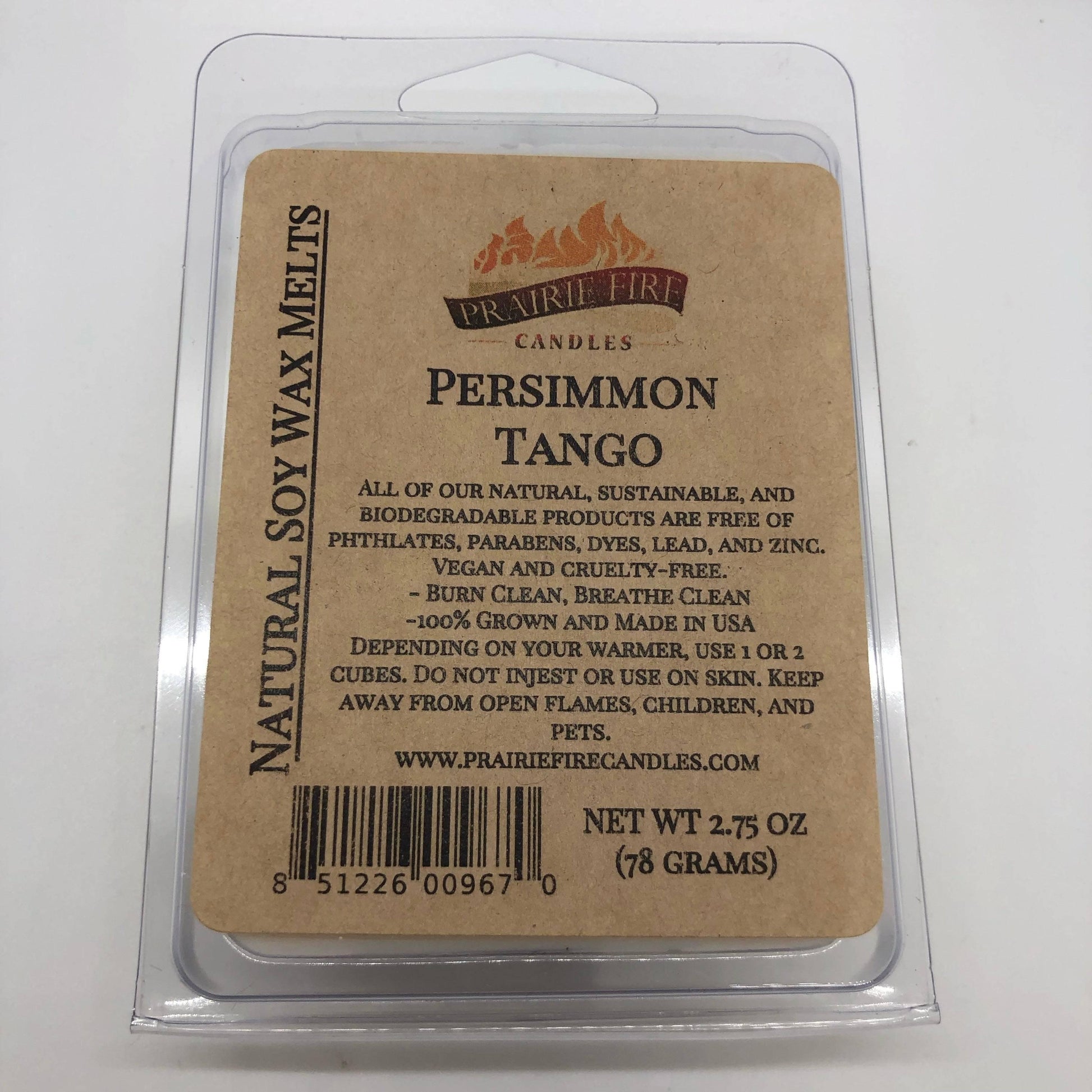 Vegan soy wax melts and wax cubes from Prairie Fire Tallow, Candles, and Lavender, featuring wickless candles and small-batch packaging.