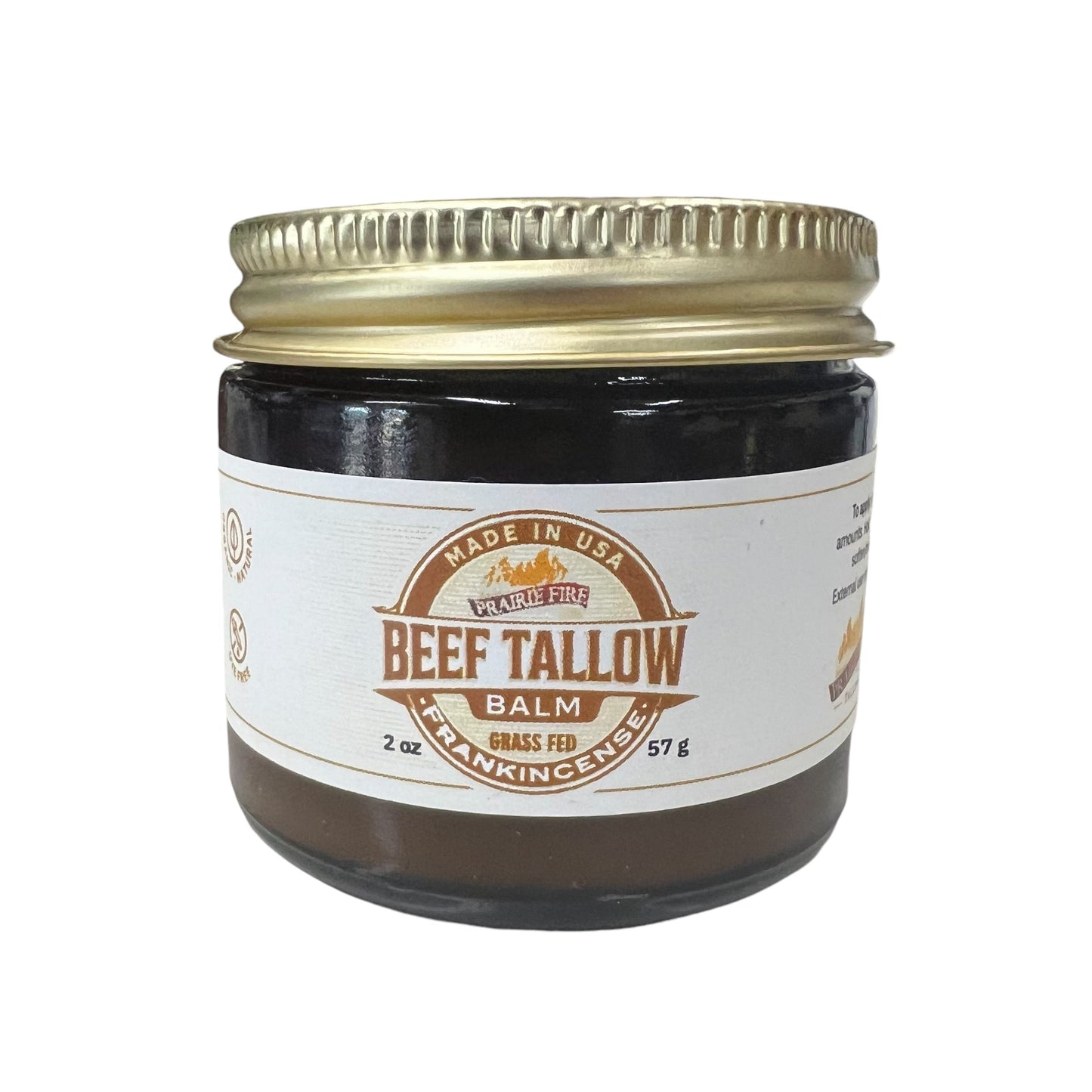 Organic beef tallow balm by Prairie Fire Tallow, 2 oz, moisturizing skin care lotion made in the USA with grass-fed, finished tallow.