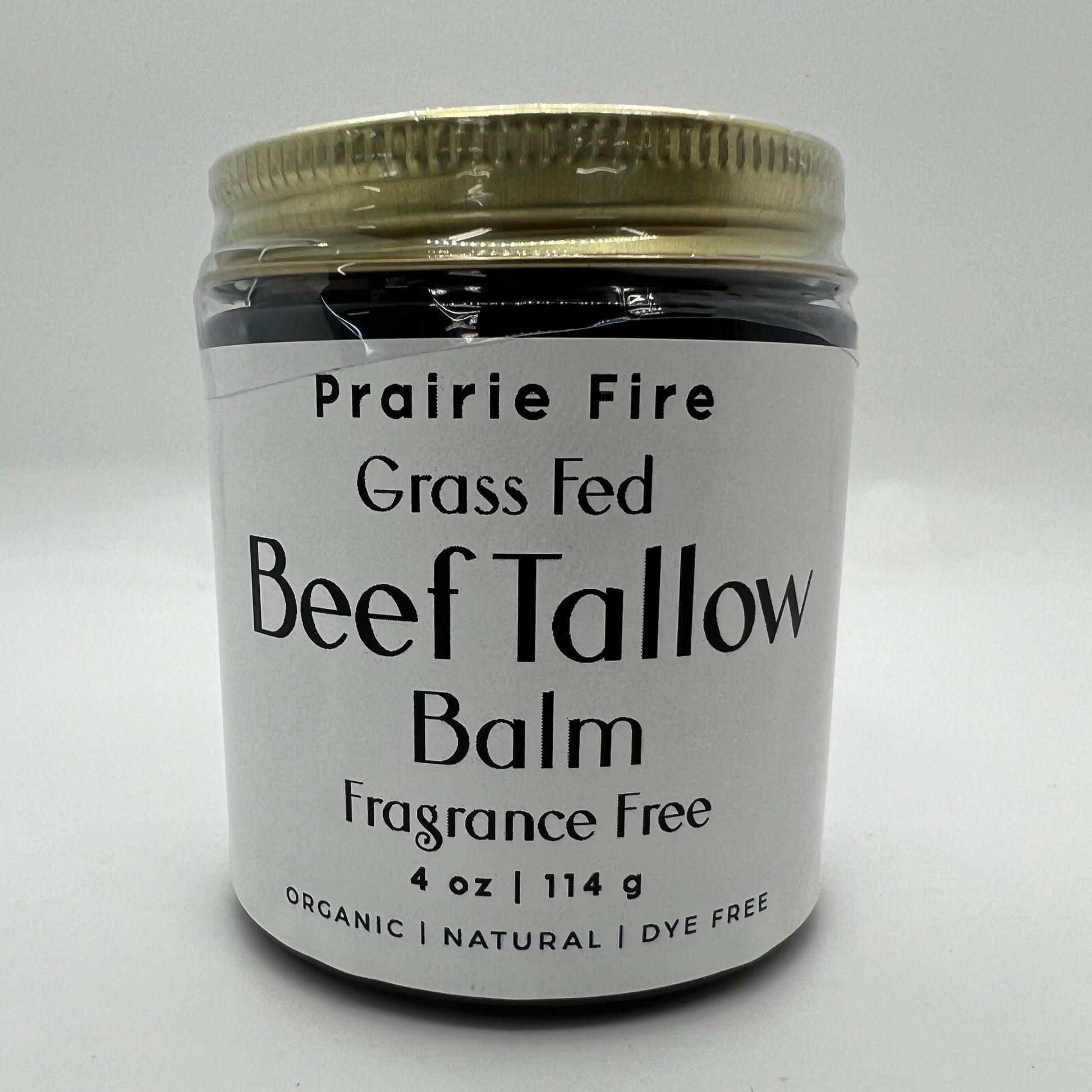 Organic beef tallow balm by Prairie Fire Tallow, 4 oz, moisturizing skin care lotion made in the USA with grass-fed tallow.