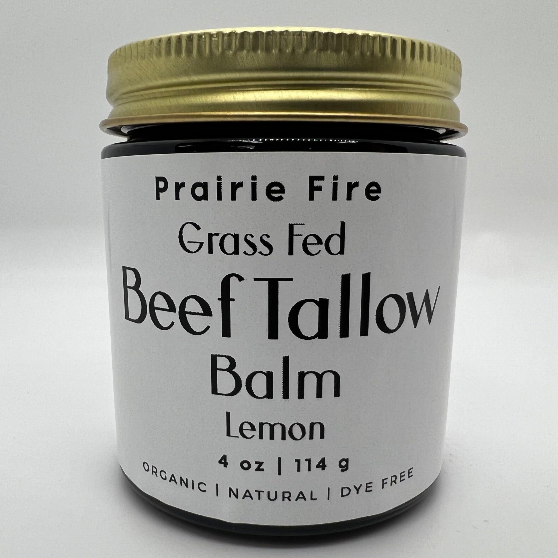 Prairie Fire Tallow Beef Tallow Balm 4 oz moisturizer in a jar, made with organic grass-fed tallow, for nourishing skin care.