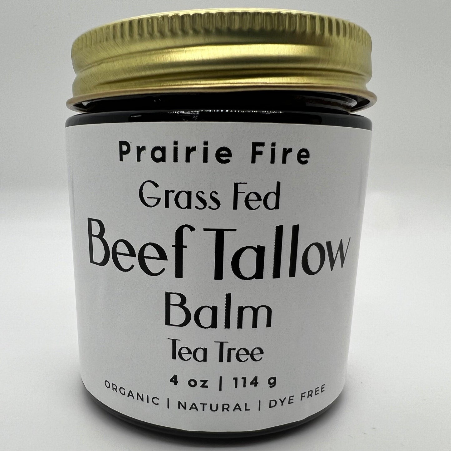 Organic beef tallow balm from Prairie Fire Tallow, 4 oz, moisturizing skin care lotion made in USA with grass-fed, finished tallow.