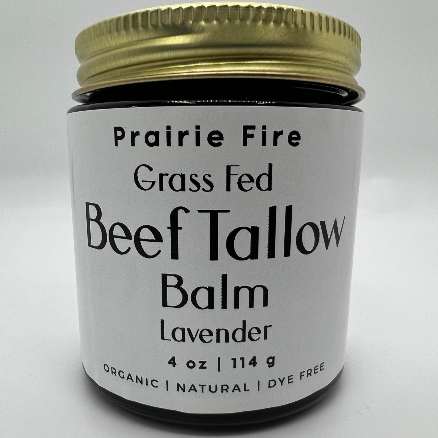 Prairie Fire Tallow Beef Tallow Balm 4 oz in a jar, organic grass-fed, fragrance-free moisturizing skin care lotion made in the USA