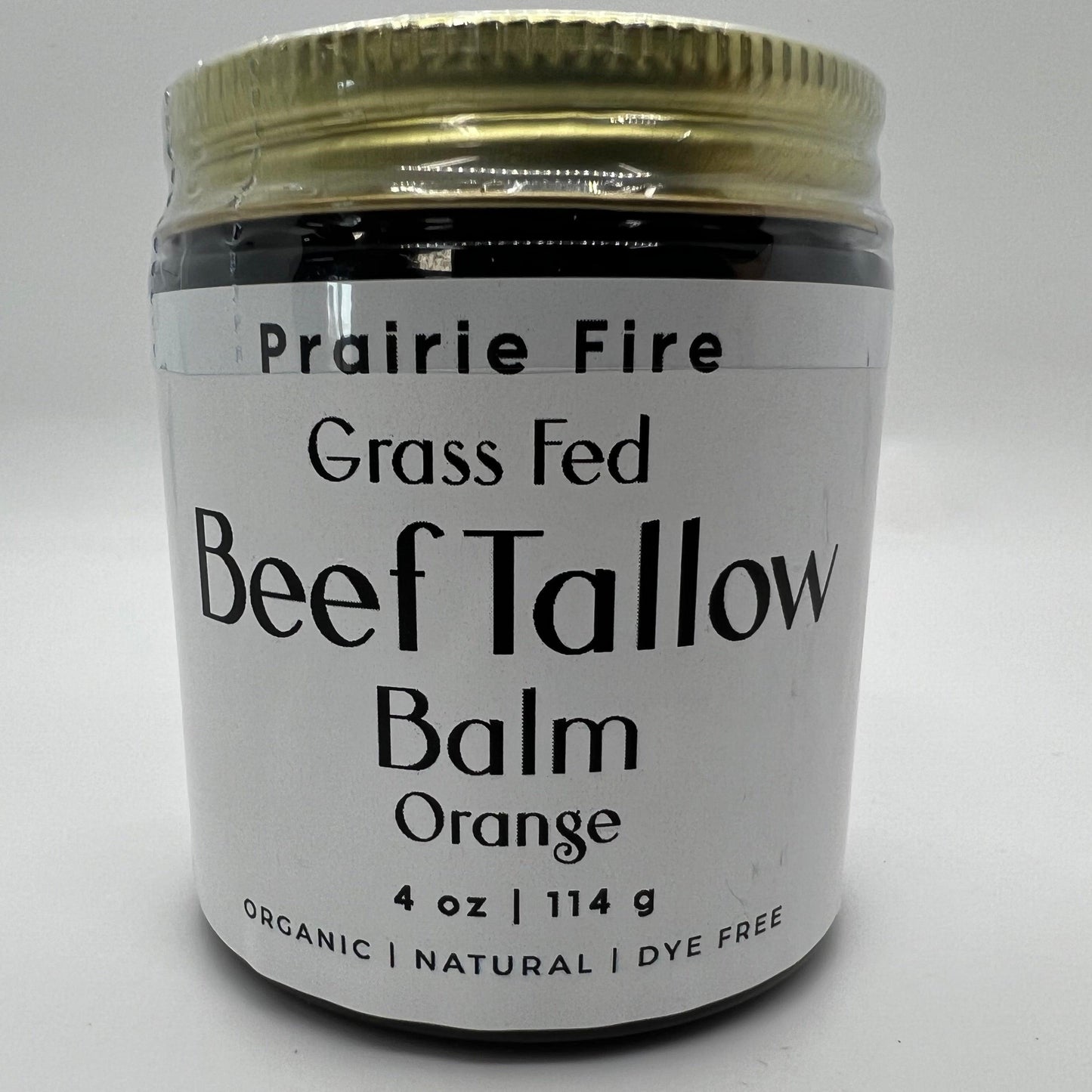 Prairie Fire Tallow Beef Tallow Balm 4 oz moisturizer jar, organic grass-fed tallow, fragrance-free skin care product.