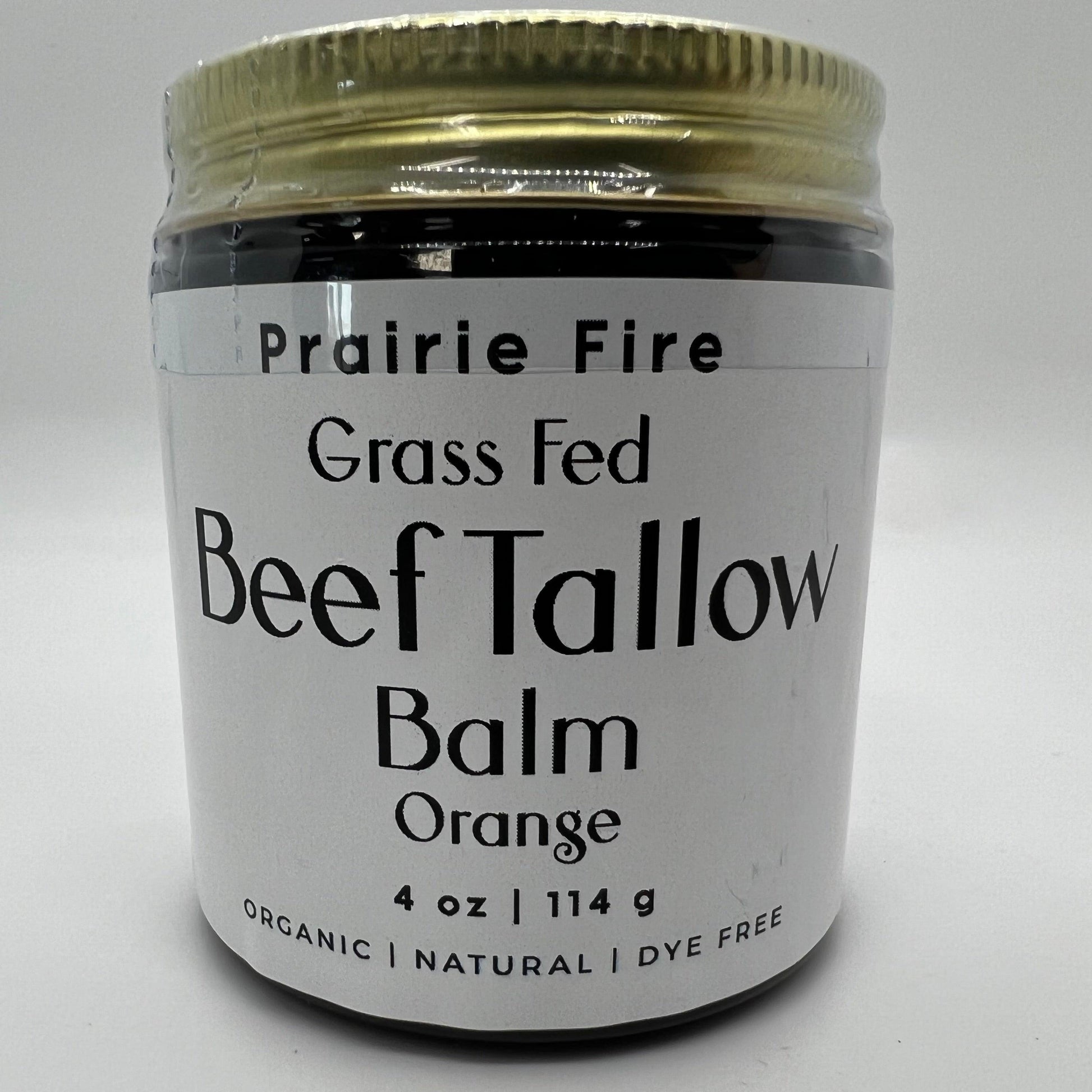 Prairie Fire Tallow Beef Tallow Balm 4 oz moisturizer jar, organic grass-fed tallow, fragrance-free skin care product.